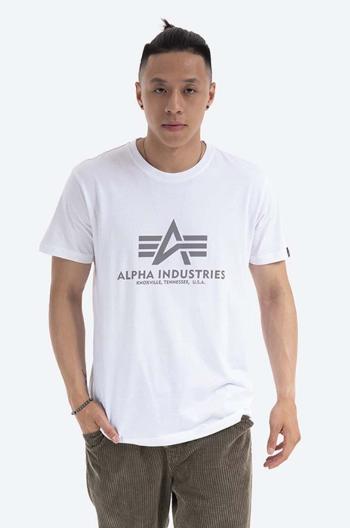 Bavlněné tričko Alpha Industries Reflective Print bílá barva, s potiskem, 100501RP.09-white