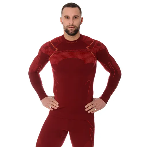 Pánské triko Brubeck Thermo s dlouhým rukávem Burgundy XL