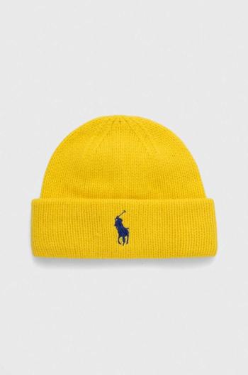 Vlněná čepice Polo Ralph Lauren žlutá barva, z husté pleteniny, 455931421