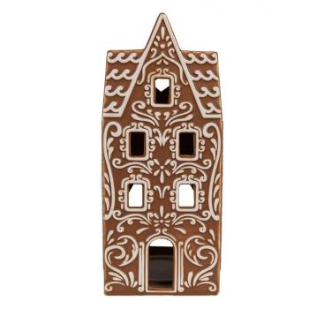 Porcelánový svícen perníková chaloupka Gingerbread House - 7*7*17 cm 6CE1746