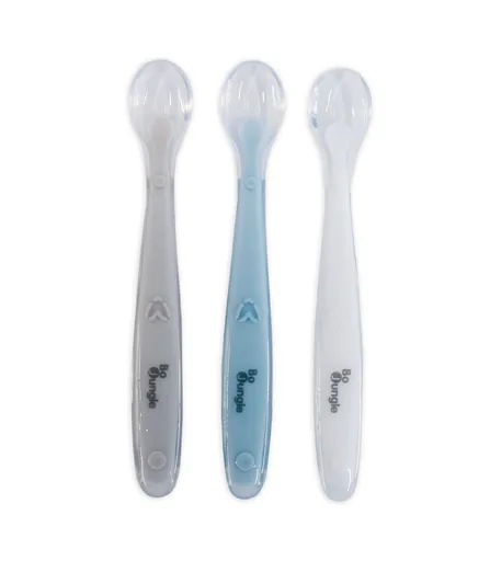 Bo Jungle měkké jídelní lžičky Soft 3 ks White/Grey/Blue