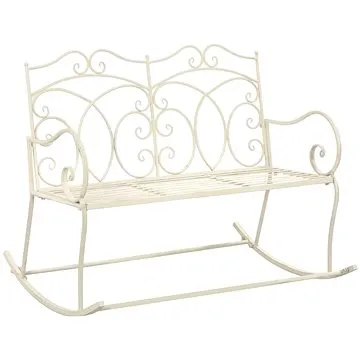Zahradní lavice 104 cm železná starožitná bílá (45436)