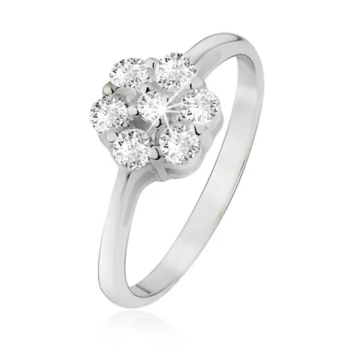 Prsten ze stříbra 925, květ z čirých okrouhlých zirkonů - Velikost: 59