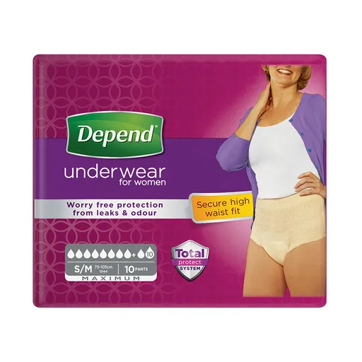 Depend Maximum pro ženy S/M natahovací kalhotky vyšší pas 10 ks