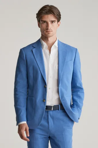 BLEJZR GANT SLIM COT/LINEN SUIT JACKET SALTY SEA