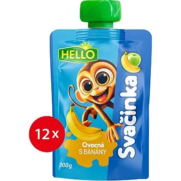 HELLO ovocná kapsička s banány 12× 100 g (8590014639102)