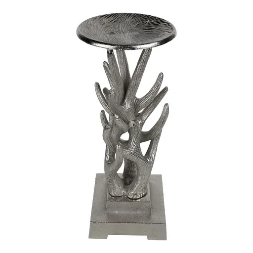 Stříbrný kovový svícen s parožím - 12,5*12,5*30cm ABK30