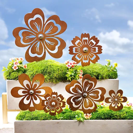 Zahradní zápichy Květy, sada 6 ks