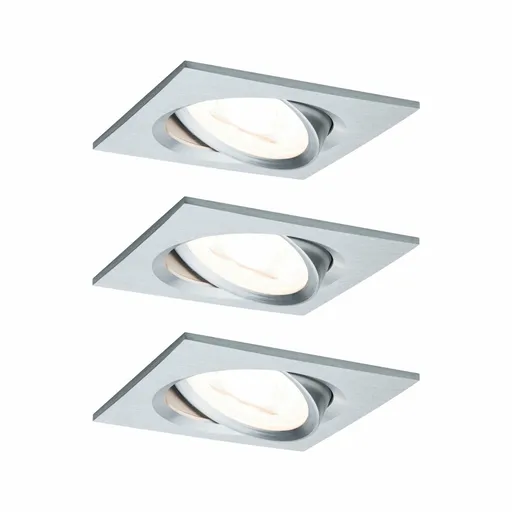 PAULMANN Vestavné svítidlo LED Nova hranaté 3x6,5W hliník broušený výklopné 3-krokové-stmívatelné 934.92 P 93492