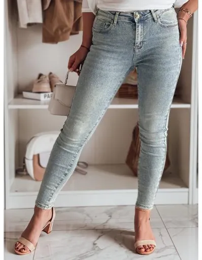 Dámské úzké džínové kalhoty se zdobením GLAMSKIN modrá