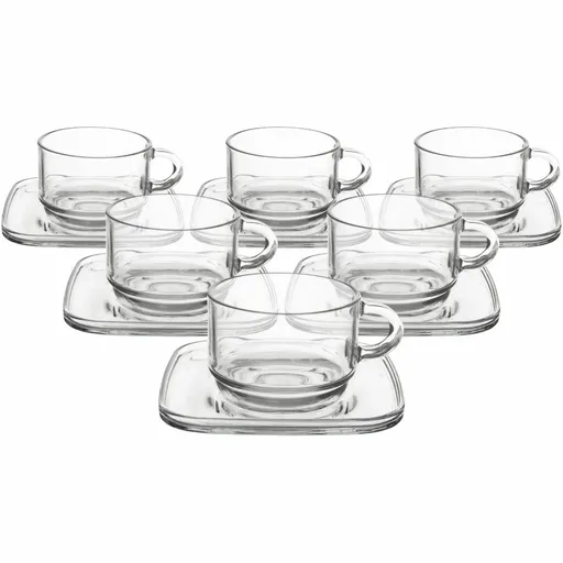 Orion Sada skleněných hrnků s podšálky Cozy 6 ks, 0,27 ml, 270 ml