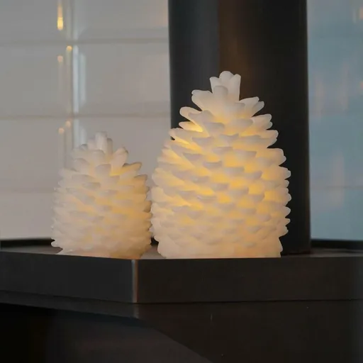 DecoLED Sada 2 svíček, bílé šišky, s dálkovým ovladačem