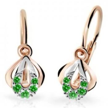 Cutie Jewellery Dětské bicolor náušnice z růžového zlata C2270-10-X-4 zelená