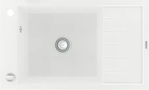 MEXEN Elias granitový dřez 1 mísa dřez s vypouštěním krátký odkapávač 795x480 mm, bílá 6511791005-20