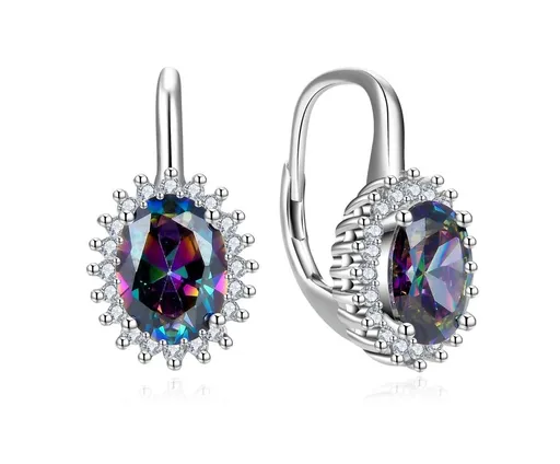 MOISS Třpytivé stříbrné náušnice s barevnými zirkony E0000727