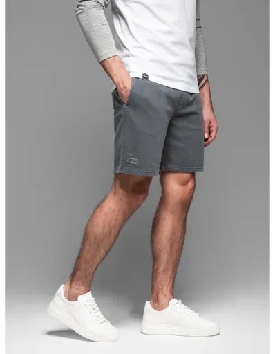 Pánské bavlněné teplákové šortky BASIC - tmavě modré V1 OM-SRBS-0149