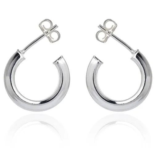 Stříbrné náušnice 925 - lesklé kruhy s puzetkami, 16 mm