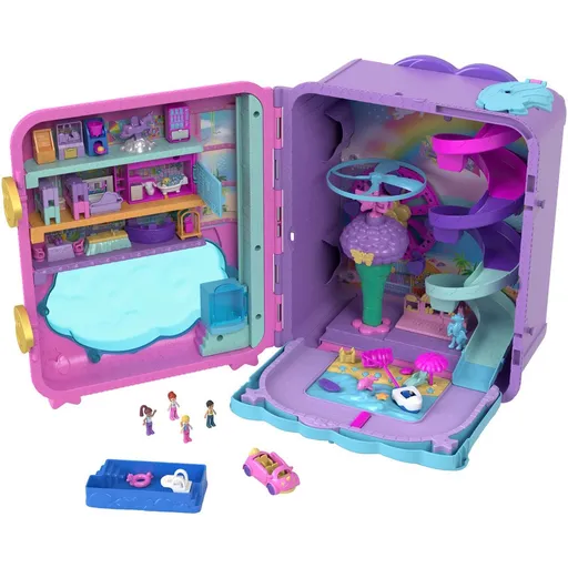 Polly Pocket Prázdninové letovisko v kufříku, 4 pidi panenky, doplňky HKV43