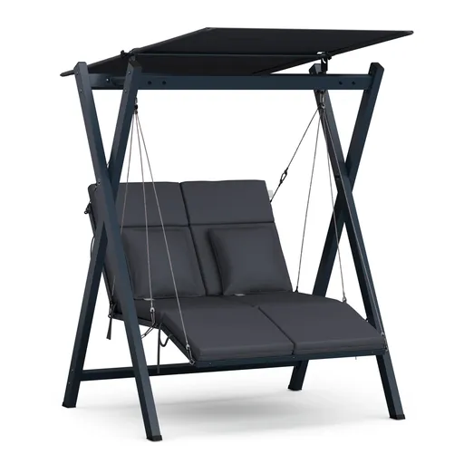 Blumfeldt FlexiSwing, hollywoodská houpačka, 2místná, nastavitelné opěradlo, sluneční stříška, odolná proti povětrnostním vlivům