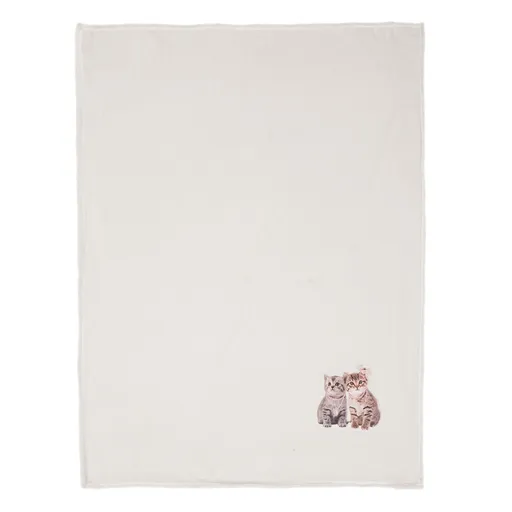 Krémový plyšový pléd s kočičkami Olli - 130*160 cm KT060.103