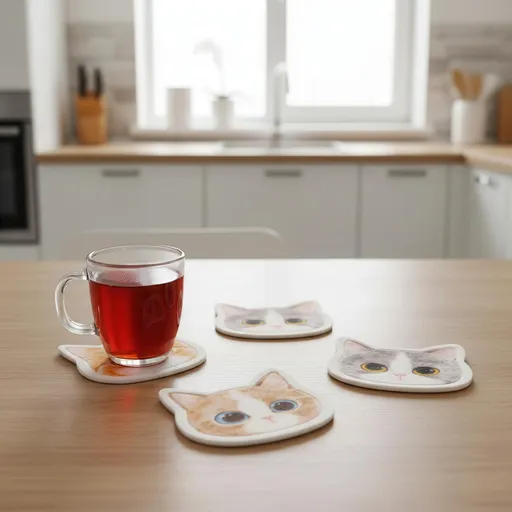 Die moderne Hausfrau Filcové podtácky Kočky, sada 4 ks