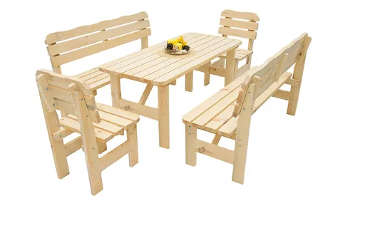 DEOKORK Masivní dřevěná zahradní sestava z borovice 1+4 dřevo 32 mm (150 cm)