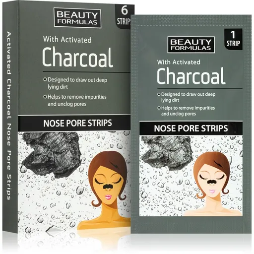 Beauty Formulas Charcoal čisticí náplast na zanešené póry na nose 6 ks