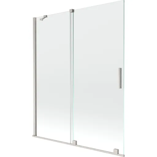 MEXEN/S Velar dvoukřídlá posuvná vanová zástěna 140 x 150, transparent, nikl kartáčovaný 896-140-000-01-97