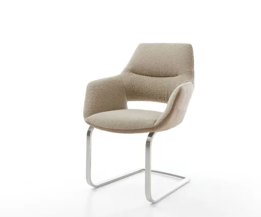 Jídelní židle Yago-Flex s područkami mix materiálů béžová