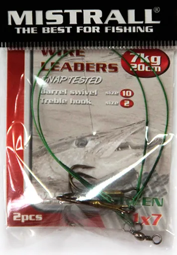 Mistrall Ocelové lanko Návazec s trojháčkem 2ks - 11kg  25cm,Mistrall Ocelové lanko Návazec s trojháčkem 2ks - 11kg  25cm