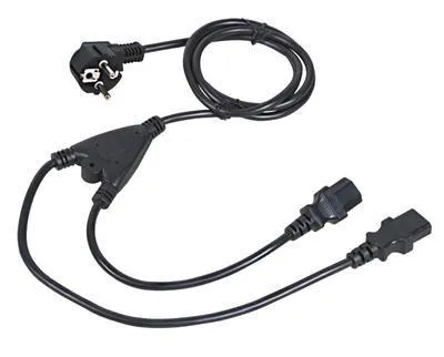 C-TECH kabel síťový 220/230V napájecí, 1, 8m, rozdvojka Y, VDE