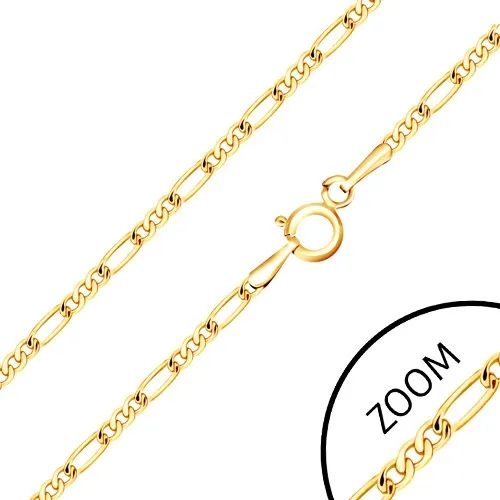 Zlatý řetízek 585 - tři malá oválná očka a jedno podlouhlé, 500 mm