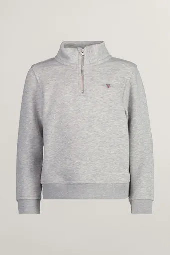MIKINA GANT SHIELD HALF ZIP SWEAT LIGHT GREY MELANGE