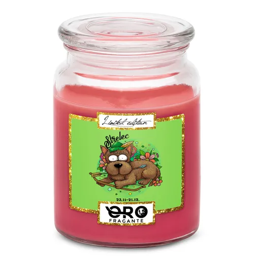 Svíčka Psí znamení – střelec (Vůně svíčky: Višně v čokoládě)