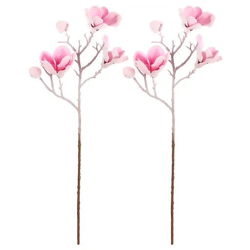 Sada umělé řezané Magnolie, 2 ks, růžová se zasněžením, 65 cm