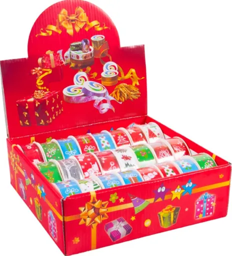 Stuha vánoční 2,7m x 2,5cm box mix