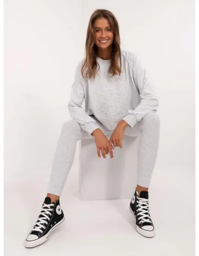 Dámská tepláková souprava s nášivkou šedá