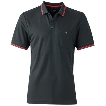 James & Nicholson Pánská sportovní polokošile JN702 - Černá / červená | XXXL