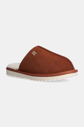 Pantofle Tommy Hilfiger TH ELEVATED COMFORT HOME SLIPPER hnědá barva, FW0FW08396