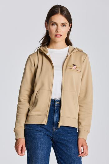 MIKINA GANT ARCHIVE SHIELD FULL ZIP HOODIE HAZELWOOD BEIGE