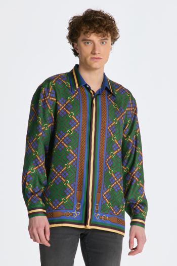 KOŠILE GANT REL MEDALLION SILK SHIRT FOREST GREEN