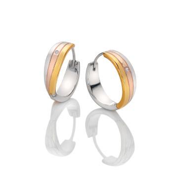 Hot Diamonds Nadčasové stříbrné tricolor náušnice s diamanty Trio DE841