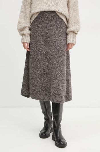 Vlněná sukně Weekend Max Mara hnědá barva, midi, áčková, 2425306012600