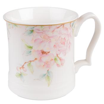 Porcelánový hrnek s růžovými květy Rosa - 13*9*9 cm / 414 ml 6CEMU0126