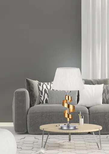 Stolní lampa chrom/zlaté kancelářské bílé stínidlo Denis