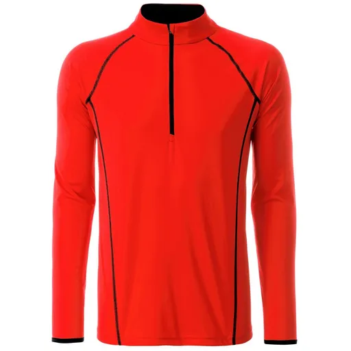 James & Nicholson (Daiber) Pánské funkční tričko s dlouhým rukávem JN498 - Jasně oranžová / černá | XL