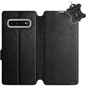 Flip pouzdro na mobil Samsung Galaxy S10 Plus - Černé - kožené - Black Leather (5903226813292)