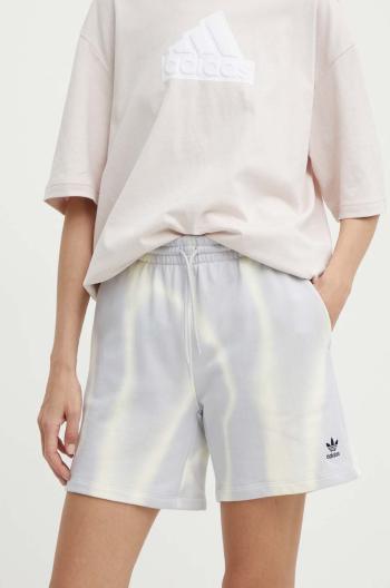 Bavlněné šortky adidas Originals šedá barva, vzorované, high waist, IU2484