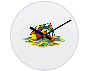 Hodiny skleněné Melting rubiks cube