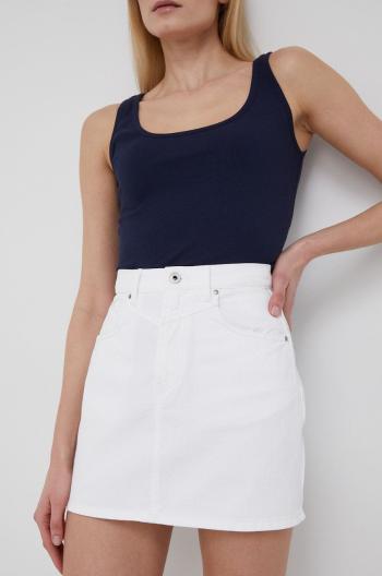 Bavlněná džínová sukně Pepe Jeans Rachel Skirt bílá barva, mini, jednoduchý